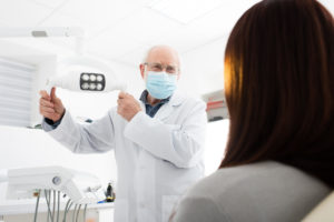 patient looking at doctor